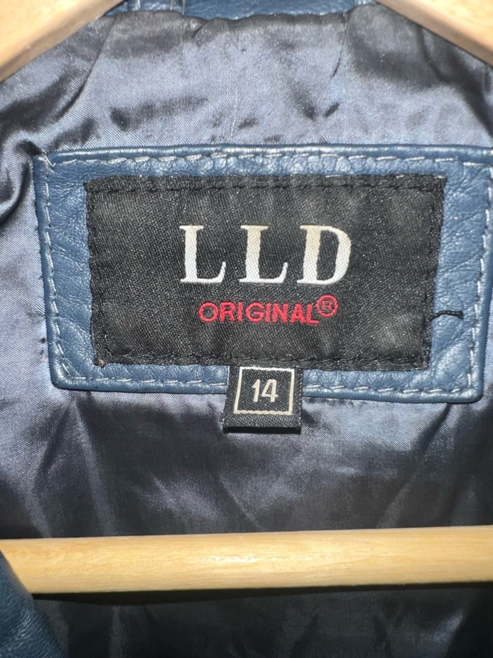Women's Blue Leather Moto Jacket, bought in London - Picture 5 of 6